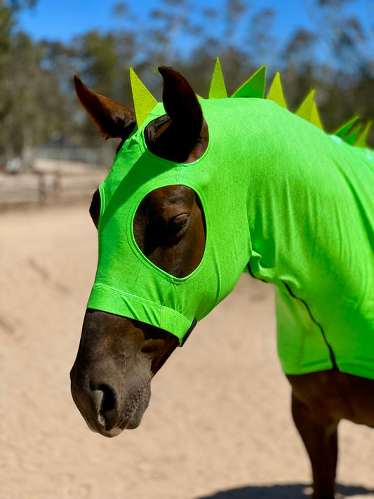Green Dragon Horse Costume Hood with Matching Dragon Tail