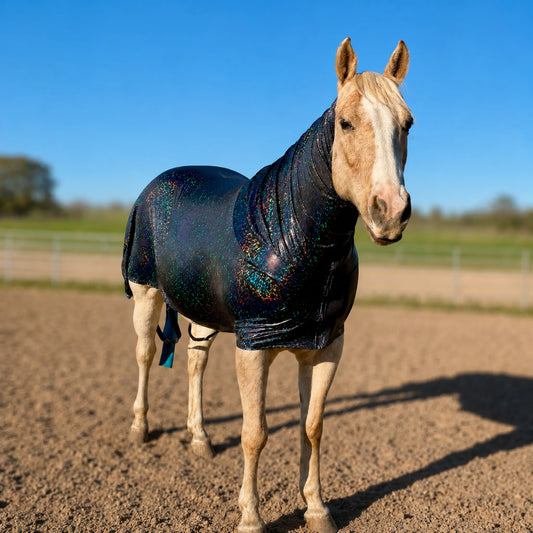 hologram black faceless full body sleazy horse front view