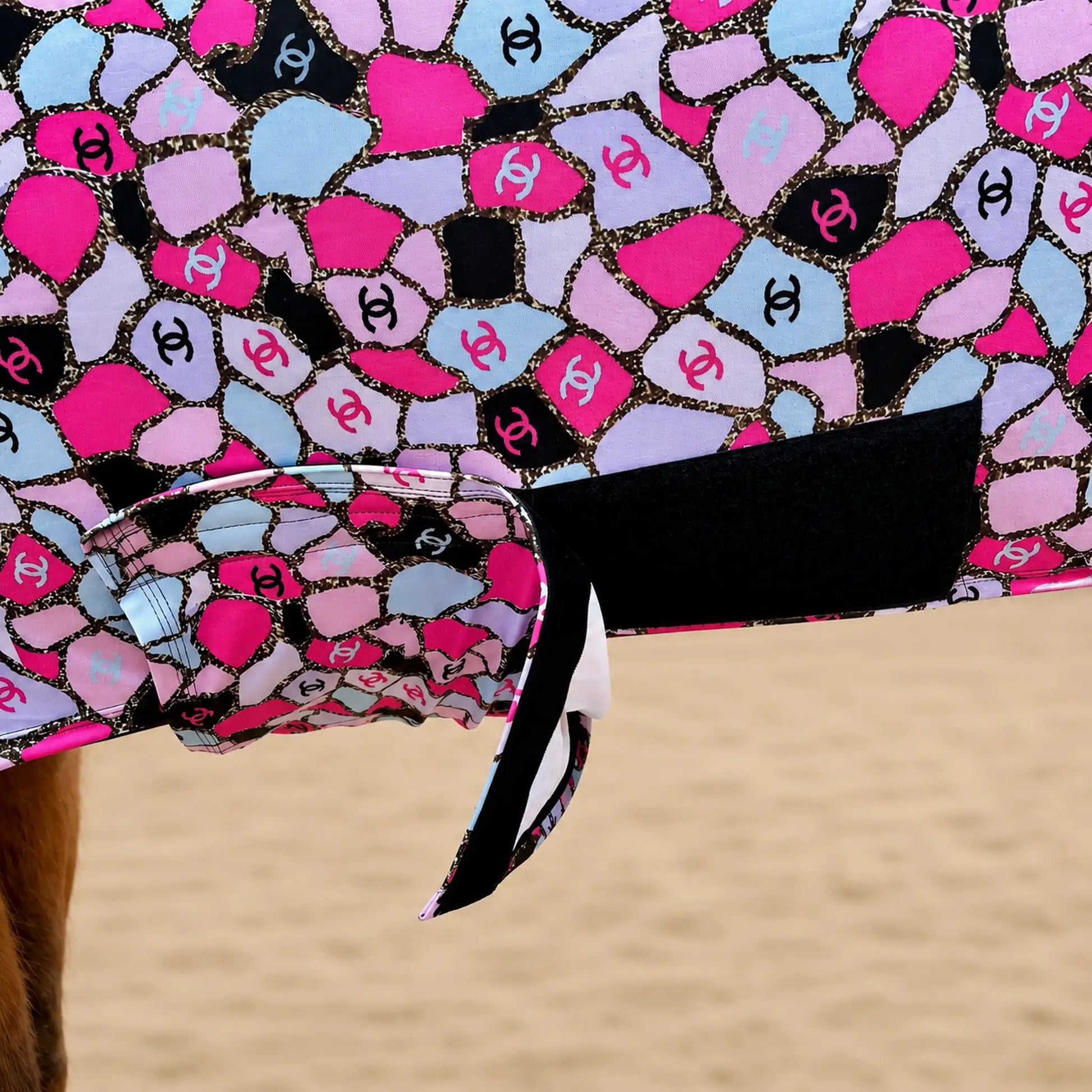 Coco pink full body sleazy horse belly velcro view