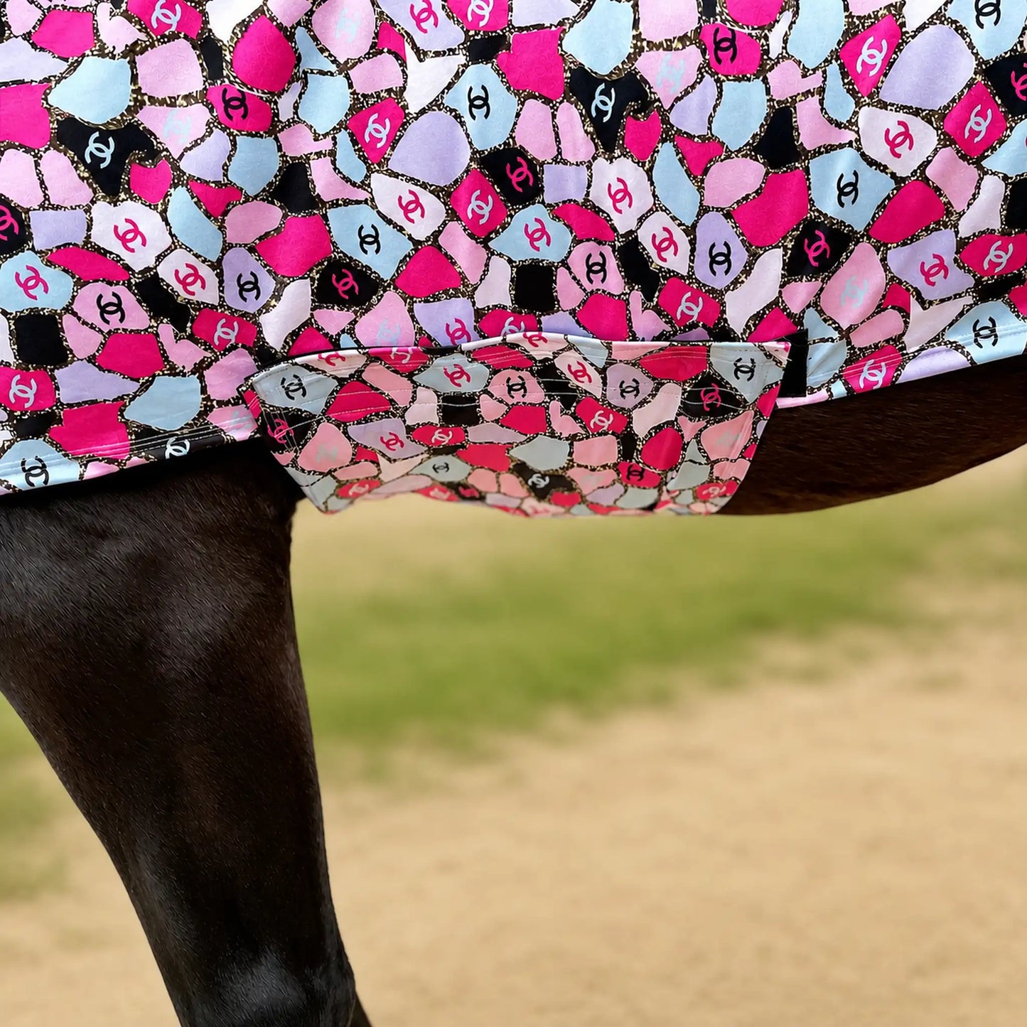 Coco pink full body sleazy horse belly view tight