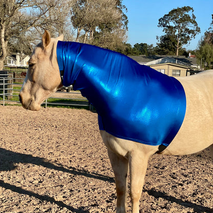 Metallic royal blue faceless hood by slickhorseware.com