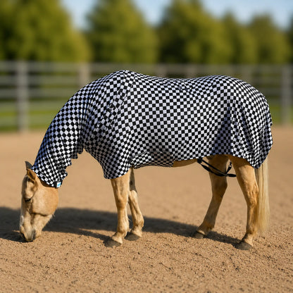 checkered black and white faceless full body sleazy left full view. 