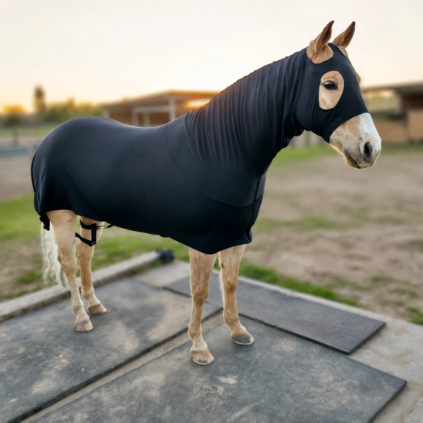 black superflex compression full body sleazy horse right view full body image 