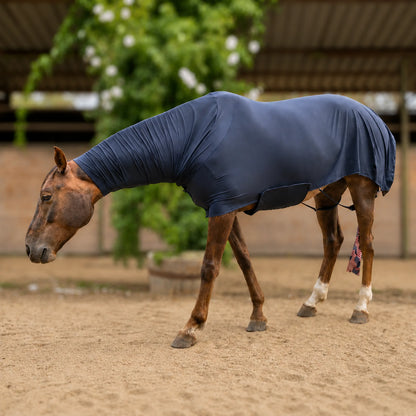 black superflex compression faceless full body sleazy horse left full body view.