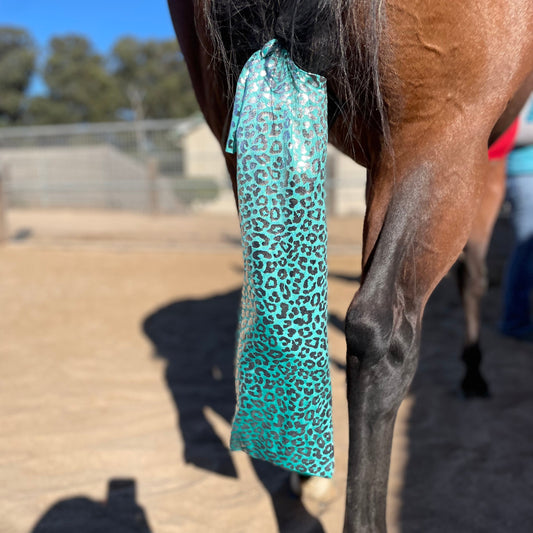Teal Leopard Tailbag from www.slickhorseware.com