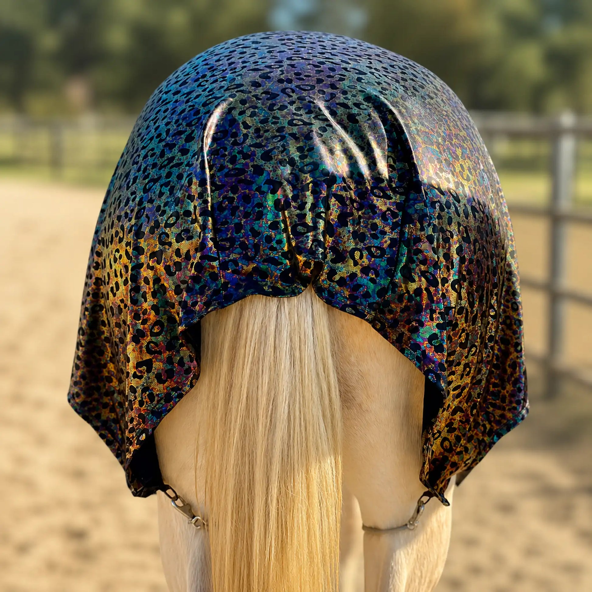 hologram leopard faceless full body sleazy back view of horse 