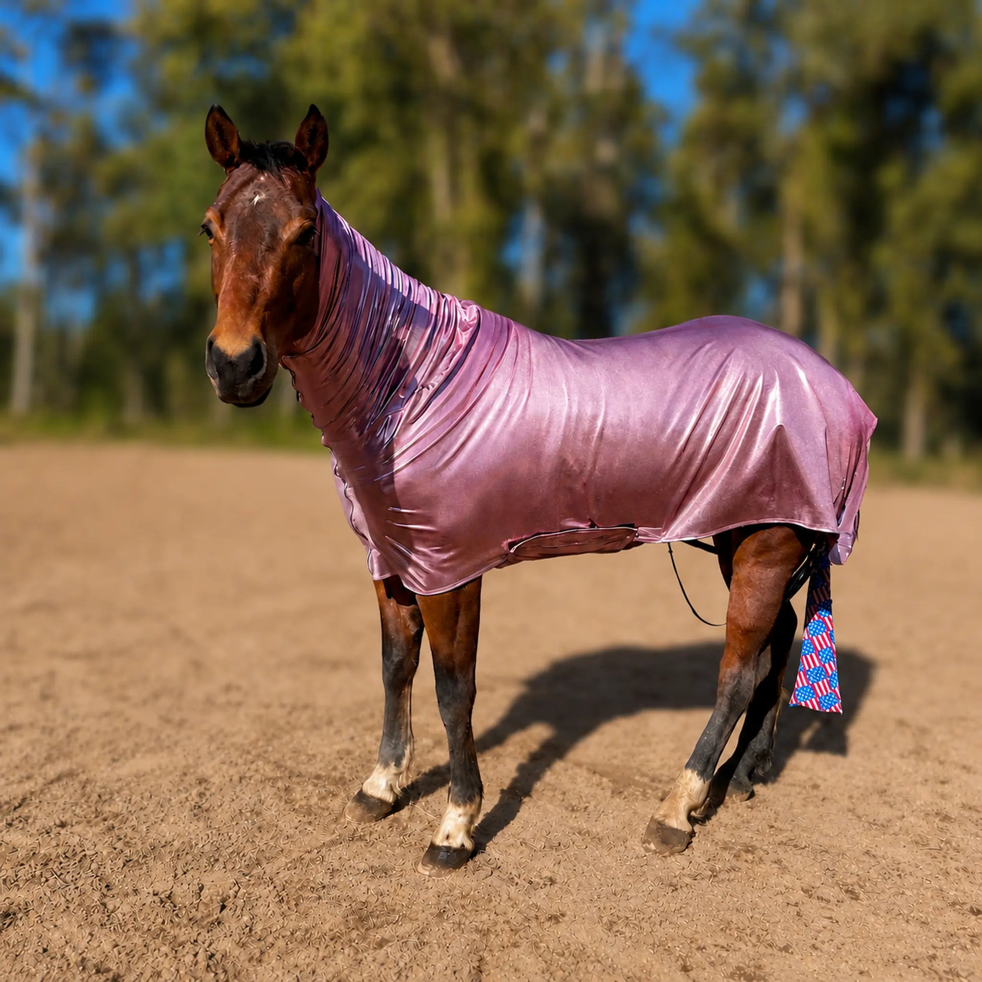 metallic rose faceless full body sleazy horse left view