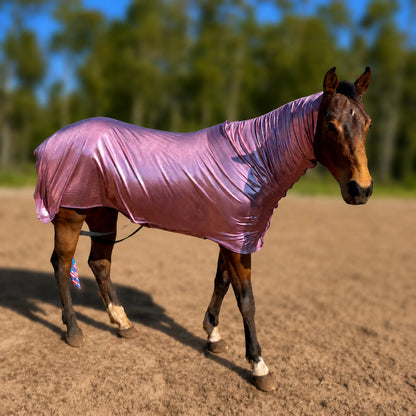 shiny metallic rose faceless full body sleazy horse side view 