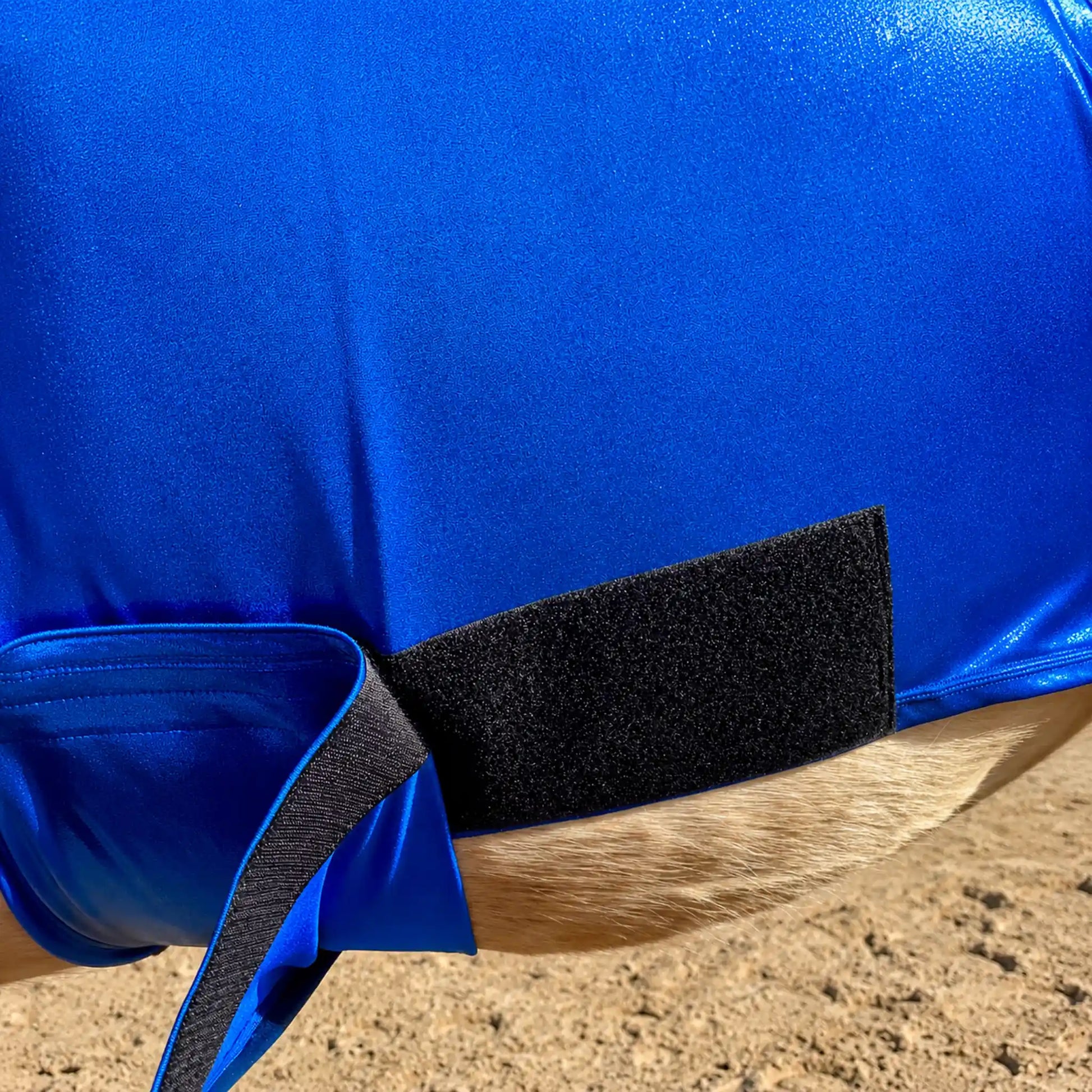 metallic royal blue faceless full body sleazy belly velcro view